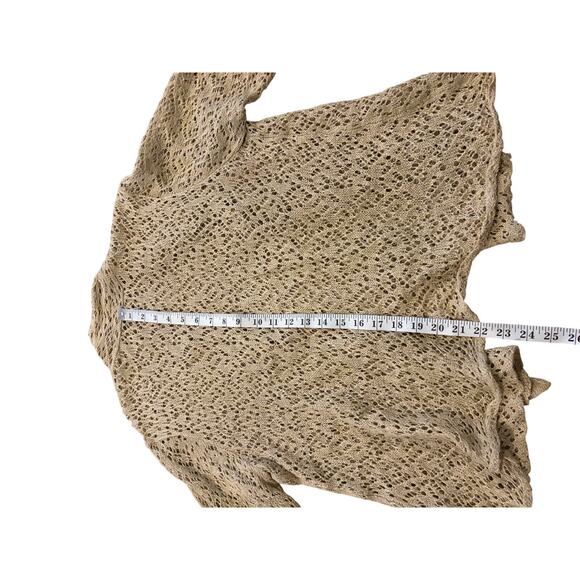 Eileen Fisher Shrug Cardigan Sweater Sz Medium Tan Crochet Knit Open Linen Blend - Picture 13 of 13